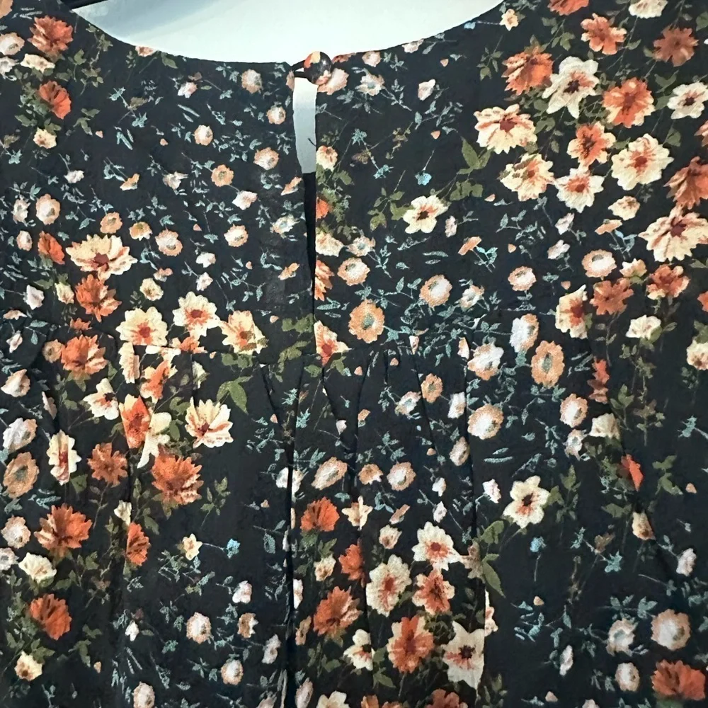 Hayden Floral Kids Dress - Black and Orange